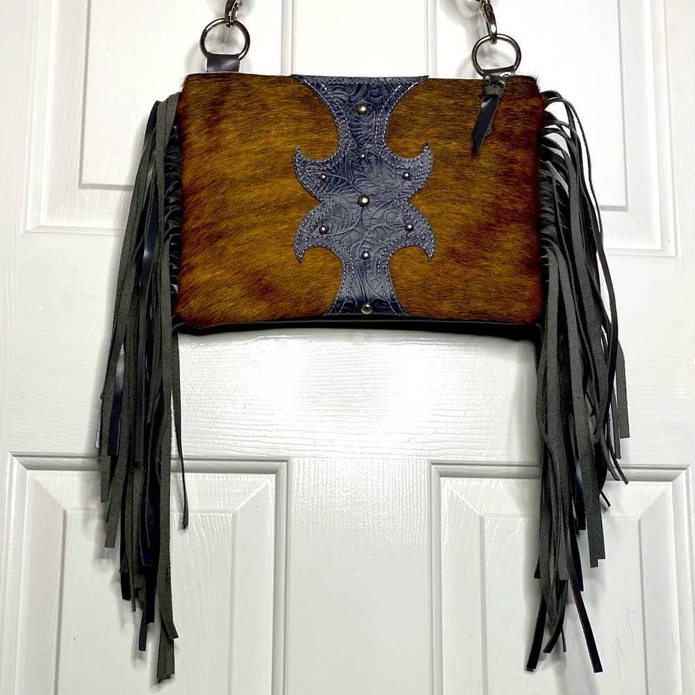 NWOT Dancing Cactus Designs Leather Hair Hide Bag